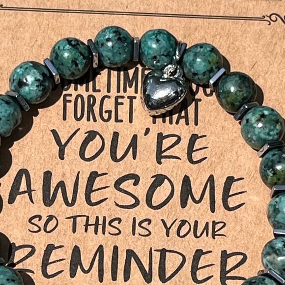 Stone Bracelet New You are Awesome  Positive Affirmation Stretches Gift Present - Picture 2 of 3